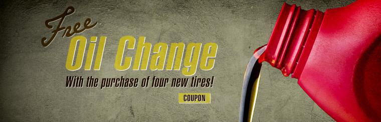 Get a free oil change with the purchase of four new tires! Click here for coupon.
