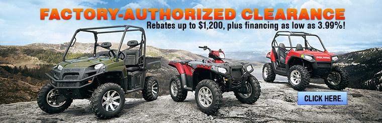 Factory-Authorized Clearance: Get rebates up to $1,200, plus financing as low as 3.99%!