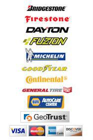 We're a NAPA Care Care Center. We carry Bridgestone, Firestone, Dayton, Fuzion, Michelin, Goodyear, Continental, and General. We accept Visa, MasterCard, Discover, and American Express. Our site is secured by GeoTrust.