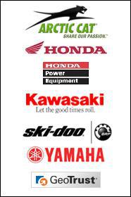 We offer products from Arctic Cat, Honda, Honda Power Equipment, Kawasaki, Ski-Doo, and Yamaha. We accept Visa, MasterCard, Discover, and American Express.