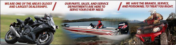 We are one of the area's oldest and largest dealerships. We have the brands, service, and personnel to treat you right. Our parts, sales, and service departments are here to serve your every need.