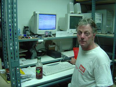 Nick checking his e-mail
