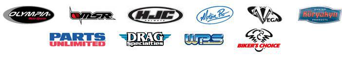 We carry products from Olympia Moto Sports, MSR, HJC, Motion Pro, Vega, Kuryakyn, Parts Unlimited, Drag Specialties, Western Power Sports, and Biker's Choice.