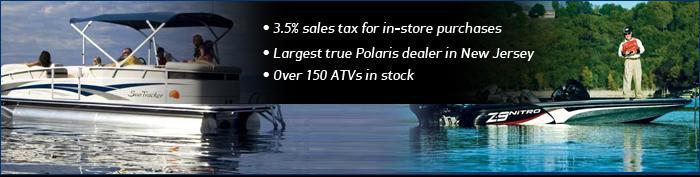 3.5% sales tax for in-store purchases. Largest true Polaris dealer in New Jersey. Over 150 ATVs in stock.