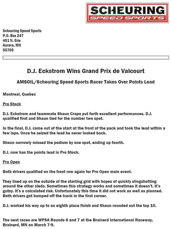2008 Valcourt Sponsors' Report