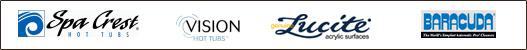 We carry Spa Crest, Vision Hot Tubs, Lucite, and Baracuda products.