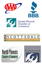 We are accredited by AAA, BBB, Scottsdale Chamber of Commerce, Greater Phoenix Chamber of Commerce, Anthem Chamber of Commerce, and the North Phoenix Chamber of Commerce