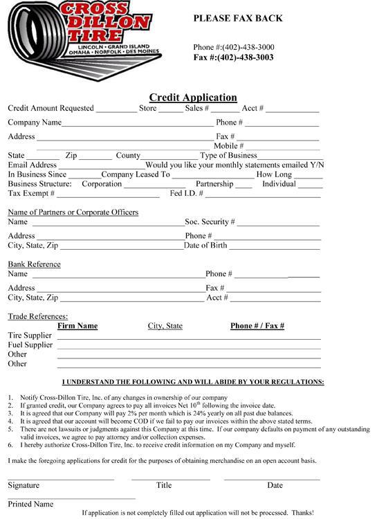 Cross Dillon Tire Financing Form