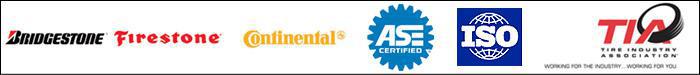 We carry the following brands: Bridgestone, Firestone, Continental, and Bandag. We are certified by ASE, ISA 9001, and the Tire Industry Association.