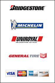 We provide products from Bridgestone, Firestone, Fuzion, Michelin, BFGoodrich, Uniroyal, Goodyear, Dunlop, General, Cooper, and Yokohama. We accept Visa, Discover, MasterCard, and American Express.