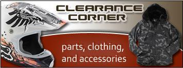 Clearance Corner - Parts, clothing, and accessories.