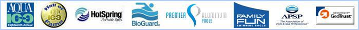 We have been inducted to the Aqua 100 Hall of Fame. We carry products from Hot Spring, BioGuard, Premier Pools & Spas, and Family Fun. We are affiliated with the Association of Pool and Spa Professionals.
