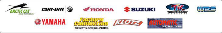We carry products from Arctic Cat, Can-Am, Honda, Suzuki, Tucker Rocky, WPS, Yamaha, Factory Connection, Klotz Oil, and Automatic Distributors.