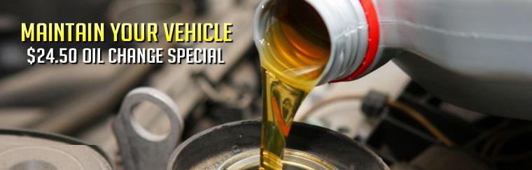 Maintain your vehicle: get an oil change special for only $22.50!