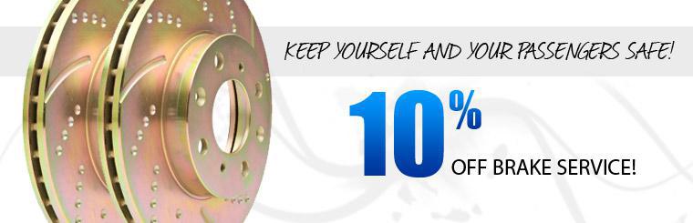 Keep yourself and your passengers safe—get 10% off brake service!