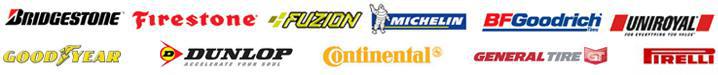 We carry products from Bridgestone, Firestone, Fuzion, Michelin, BFGoodrich, Uniroyal, Goodyear, Dunlop, Continental, General Tire, and Pirelli.