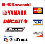 We carry Kawasaki, Yamaha, Ducati, and Triton products. We accept MasterCard, Visa, and Discover.