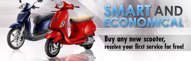 Buy any new scooter, receive your first service for free! Click here to browse the scooters.