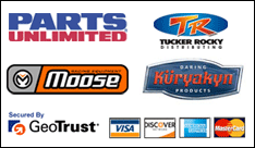 We carry products from Parts Unlimited, Tucker Rocky, Moose, and Kuryakyn . We accept Visa, Discover, American Express, and MasterCard.