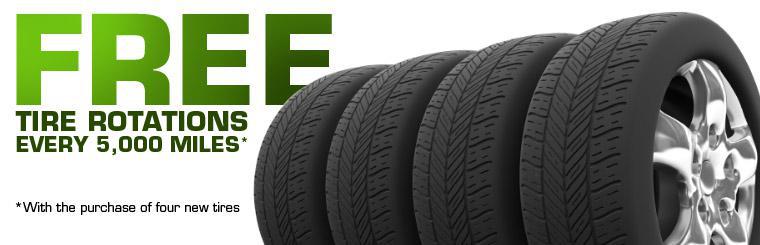 Click here to get free tire rotations ever 5,000 miles with the purchase of four new tires.
