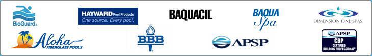 We carry products from BioGuard, Baquacil, BaquaSpa, Dimension One, Aloha, and Hayward. We are affiliated with APSP and BBB. We are an APSP Certified Building Professional.