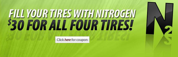 Get all four tires filled with nitrogen for only $30. Click here for coupon.