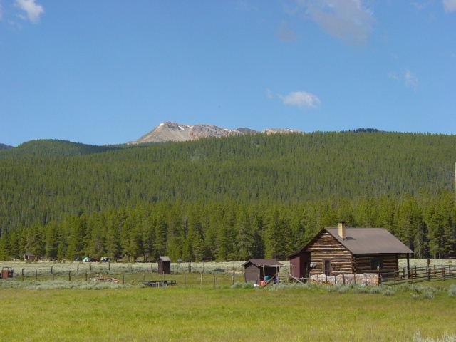 Dorchester Ranger Station - Thursday - American Flag Mountain in distance; see view from there on Trailride 2003 page. 