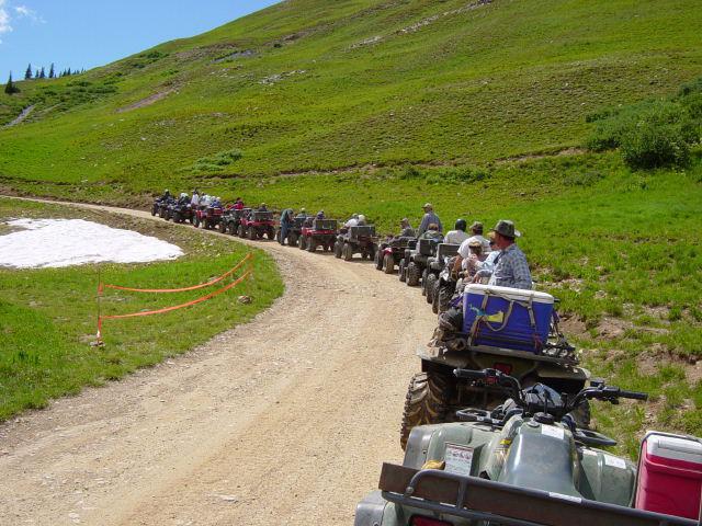 Group going up east side of Paradise Divide - Wednesday