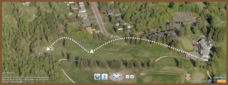 Course Layout: Hole 1 at Ridgeview Country Club (324 yard par 4)