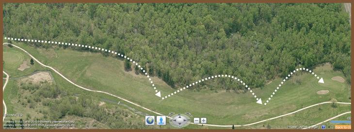 Course Layout: Hole 13 at Ridgeview Country Club (476 yard par 5)