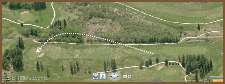 Course Layout: Hole 14 at Ridgeview Country Club (480 yard par 5)