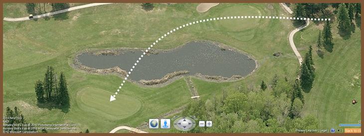 Course Layout: Hole 17 at Ridgeview Country Club (140 yard par 3)