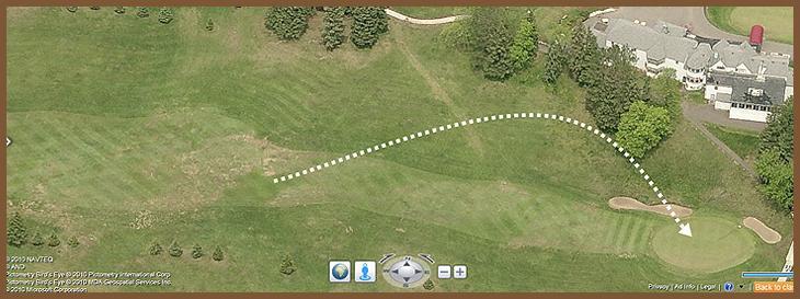 Course Layout: Hole 18 at Ridgeview Country Club (393 yard par 4)