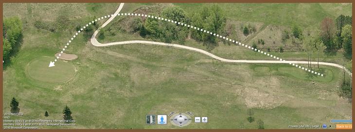 Course Layout: Hole 3 at Ridgeview Country Club (151 yard par 3)