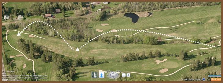 Course Layout: Hole 4 at Ridgeview Country Club (419 yard par 4)