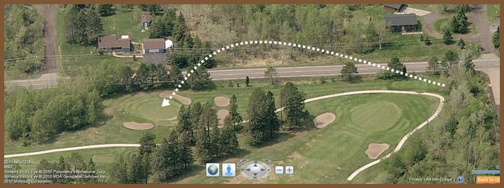 Course Layout: Hole 5 at Ridgeview Country Club (140 yard par 3) 
