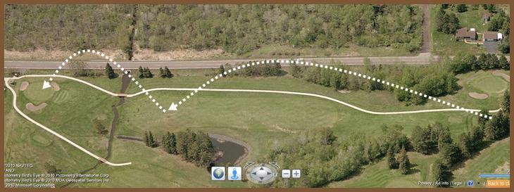 Course Layout: Hole 6 at Ridgeview Country Club (368 yard par 4)
