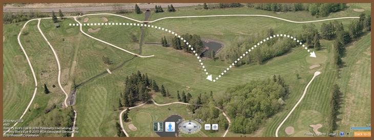 Course Layout: Hole 7 at Ridgeview Country Club (385 yard par 4) 