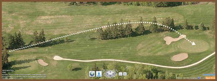Course Layout: Hole 8 at Ridgeview Country Club (200 yard par 3)