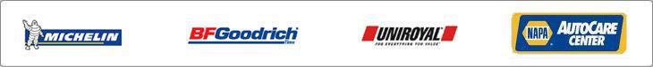 We carry products from Michelin, BFGoodrich, Uniroyal, and NAPA.