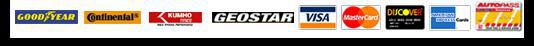 Goodyear, Continental, Kumho Tires, Geostar, Visa, MasterCard, Discover, American Express, AutoPass