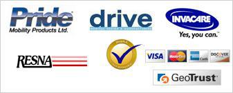We carry Pride, Drive, Invacare, and RESNA products. We accept Visa, MasterCard, American Express, and Discover. We are HQAA accredited.