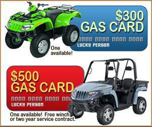 One available! $300 gas card. One available! Free winch or two year service contract. $500 gas card.