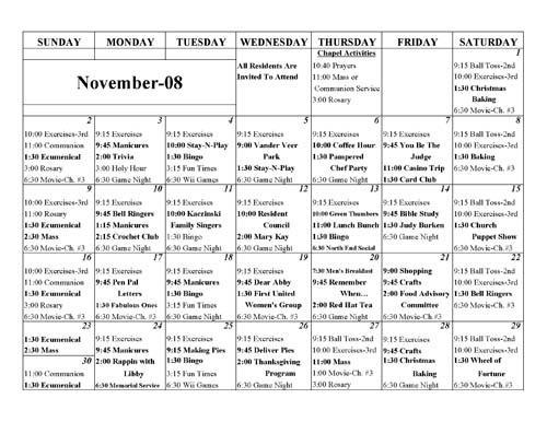 November Events Calendar