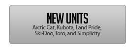 New Units: Arctic Cat, Kubota, Land Pride, Ski-Doo, Toro, and Simplicity