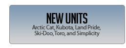 New Units: Arctic Cat, Kubota, Land Pride, Ski-Doo, Toro, and Simplicity