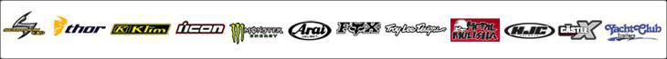 We prodouly carry products from Scorpion, Thor, Klim, Icon, Monster Energy, Arai, Fox, Troy Lee Designs, Metal Mulisha, HJC, Castle X, and Yacht Club Trailers.