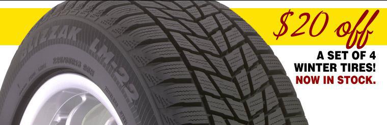 Click here for a coupon to get $20 off a set of 4 winter tires.