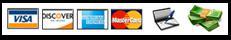 Visa, Discover, American Express, MasterCard, Check, Cash