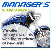 Manager's Corner - We offer military discounts with the purchase of new units!